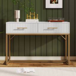 BTM White Dressing Table with 2 Drawers 100x45x76.5cm - Size: 100x45x76.5 cm - thumbnail 6