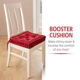 Coopers of Stortford Dining Chair Booster Cushion - Velvet Seat Pad - Spring-Back Filling in Burgundy - thumbnail 2