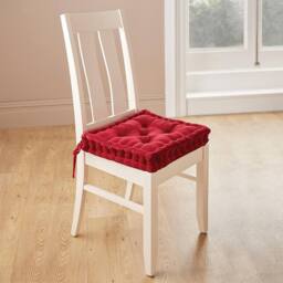 Coopers of Stortford Dining Chair Booster Cushion - Velvet Seat Pad - Spring-Back Filling in Burgundy