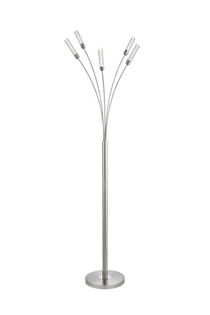 Colton 5 Light Floor Lamp LED, Satin Nickel Finish
