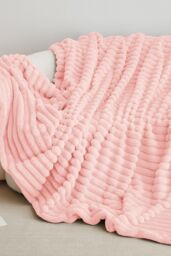 Ezysleep Super Soft Luxury Faux Fur Stripe Throw in Pink - Size: Large - thumbnail 2