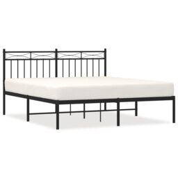 Berkfield Home Metal Bed Frame with Headboard Black 160x200 cm - thumbnail 2