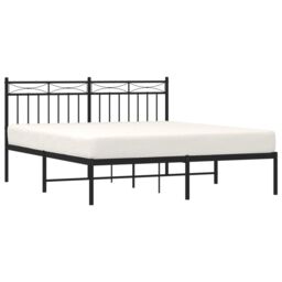 Berkfield Home Metal Bed Frame with Headboard Black 160x200 cm - thumbnail 3