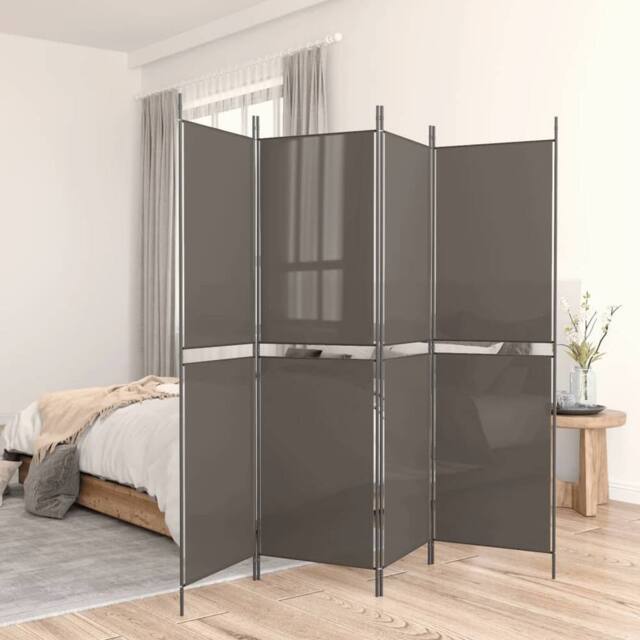 Berkfield Home 5-Panel Room Divider Anthracite 250x200 cm Fabric in Black - image 1