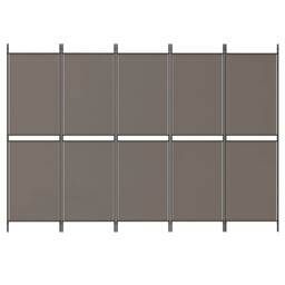Berkfield Home 5-Panel Room Divider Anthracite 250x200 cm Fabric in Black - thumbnail 3