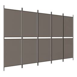 Berkfield Home 5-Panel Room Divider Anthracite 250x200 cm Fabric in Black - thumbnail 2