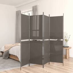 Berkfield Home 5-Panel Room Divider Anthracite 250x200 cm Fabric in Black - thumbnail 1