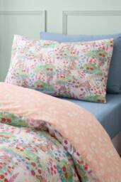 Belle & Boo 'Meadow Bunnies' Reversible Cotton Duvet Cover Set in Blue - Size: Single - thumbnail 3