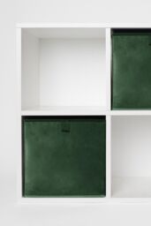 OHS 2 x Matte Velvet Cube Storage Box Folding Organiser Home Decor in Dark Green - thumbnail 3