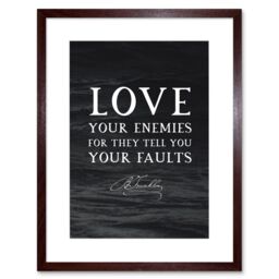 "Artery8 Wall Art Print Slate Quote Benjamin Franklin Love Your Enemies Artwork Framed 9X7 Inch in Brown - Size: W7"" x H9""" - thumbnail 1