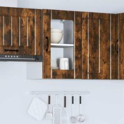 Berkfield Home Kitchen Wall Cabinet with Glass Door Lucca Smoked Oak in Brown - thumbnail 4