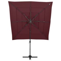 Berkfield Home 4-Tier Parasol with Aluminium Pole Bordeaux Red 250x250 cm - thumbnail 2