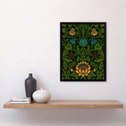 Artery8 William Morris Framed Wall Art Print Violet Columbine Flower Detail in Green - Size: A4 - thumbnail 2