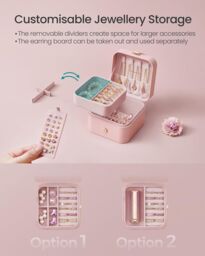 SONGMICS Portable Jewellery Box with Two Layers for Accessories in Pink - thumbnail 5