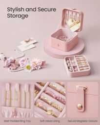 SONGMICS Portable Jewellery Box with Two Layers for Accessories in Pink - thumbnail 6