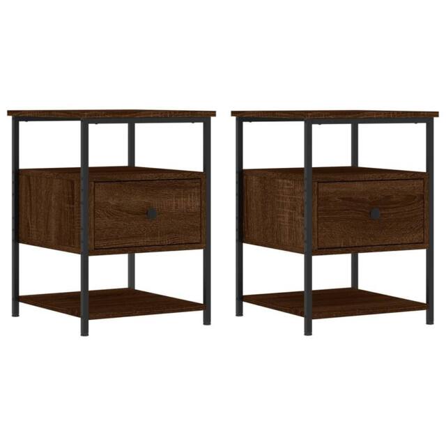 Berkfield Home Bedside Cabinets 2 pcs Brown Oak 40x42x56 cm Engineered Wood - Size: 40 x 42 x 56 cm - image 1