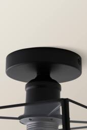 ValueLights Susie Glass Lantern Lamp Shade Flush Ceiling Fitting Light in Black - thumbnail 5