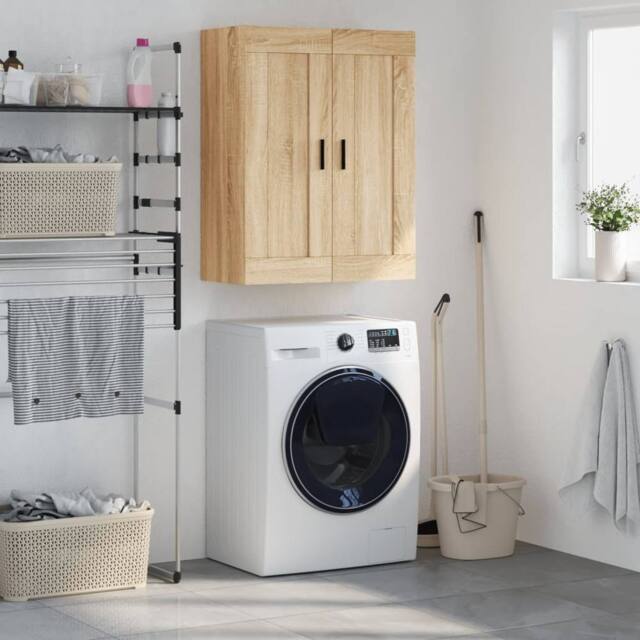 Berkfield Home Wall Mounted Cabinet Sonoma Oak 69.5x34x90 cm Engineered Wood in Light Tan - image 1