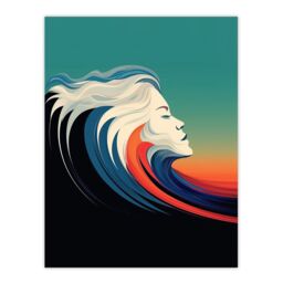 "Artery8 The Sea Is Calling Oil Painting Siren Wave Modern Bathroom Toilet Extra Large XL Wall Art Poster Print - Size: W24"" x H32""" - thumbnail 1