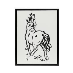 "Artery8 Horse Black & White Ink Sketch Leo Gestel Black Framed Canvas Art - Size: W12"" x H16""" - thumbnail 1