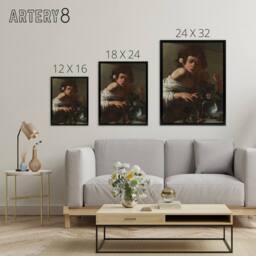 "Artery8 Boy Bitten By A Lizard Allegory Caravaggio Framed Canvas Wall Art - Size: W12"" x H16""" - thumbnail 4