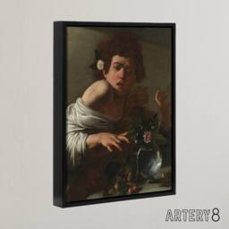 "Artery8 Boy Bitten By A Lizard Allegory Caravaggio Framed Canvas Wall Art - Size: W12"" x H16""" - thumbnail 2