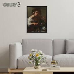 "Artery8 Boy Bitten By A Lizard Allegory Caravaggio Framed Canvas Wall Art - Size: W12"" x H16""" - thumbnail 3