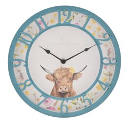 Country Living The Collection Outdoor Clock - Highland Cow in Mid Blue - thumbnail 1