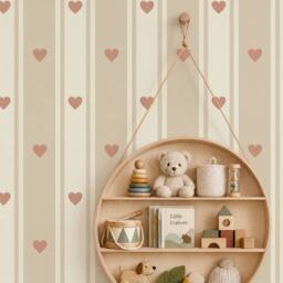 Arthouse Sweetheart Stripe Beige & Blush Pink Wallpaper - thumbnail 3
