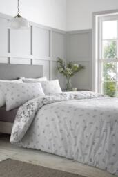 Catherine Lansfield 'Elinda Floral' Reversible Duvet Cover Set in White - Size: Double - thumbnail 2