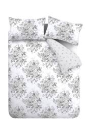 Catherine Lansfield 'Elinda Floral' Reversible Duvet Cover Set in White - Size: Double - thumbnail 6