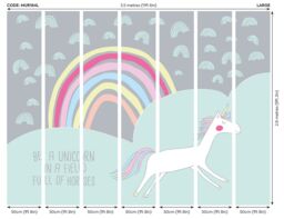 Origin Murals Rainbow Unicorn Wall Mural in Mint - Size: W350 cm x H280 cm - thumbnail 4