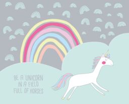 Origin Murals Rainbow Unicorn Wall Mural in Mint - Size: W350 cm x H280 cm - thumbnail 3