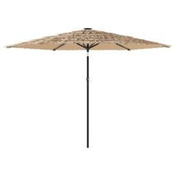 Berkfield Home Durable Garden Parasol with Steel Pole Brown 288x288x225 cm in Tan - Size: 288 x 288 x 225 cm - thumbnail 3