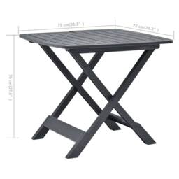 Berkfield Home Folding Garden Table Anthracite 79x72x70 cm Plastic in Dark Grey - Size: 79 x 72 x 70 cm - thumbnail 6