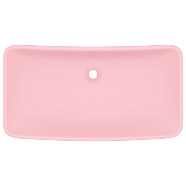Berkfield Home Luxury Basin Rectangular Matt Pink 71x38 cm Ceramic - image 1