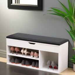 Pirlo Plush Shoe Storage Bench 60CM in White - thumbnail 2