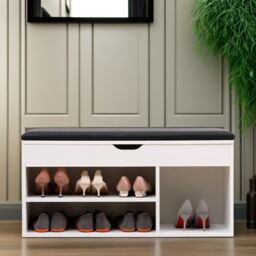 Pirlo Plush Shoe Storage Bench 60CM in White - thumbnail 5