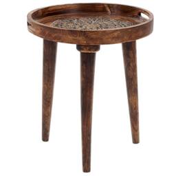 Wyld and Coco Heritage Dark Mango Nest of 2 Handmade Distressed Side Tables in Brown - thumbnail 3
