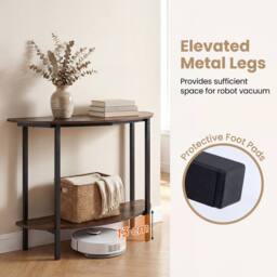 Costway Half-moon Console Table, 2-Tier Industrial Sofa Couch Table in Brown - thumbnail 9