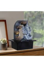 Living and Home Tabletop Ganesha Water Fountain Decor in Grey - thumbnail 3