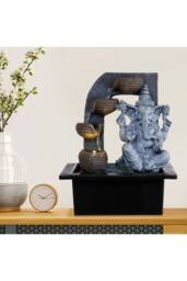 Living and Home Tabletop Ganesha Water Fountain Decor in Grey - thumbnail 1