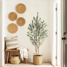 VOGREX Artificial Olive Tree Indoor 150cm/5ft Faux Silk Plant in Green - thumbnail 3