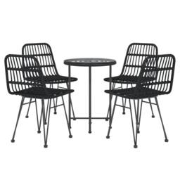Berkfield Home 5 Piece Garden Dining Set Black Poly Rattan - thumbnail 3