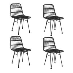 Berkfield Home 5 Piece Garden Dining Set Black Poly Rattan - thumbnail 4