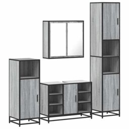 Berkfield Home 4¬†Piece Bathroom Furniture Set¬†Smoked Oak Engineered Wood in Brown - thumbnail 2