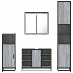 Berkfield Home 4¬†Piece Bathroom Furniture Set¬†Smoked Oak Engineered Wood in Brown - thumbnail 5