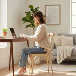 EONLION Cream Cross Back Dining Chair Comfortable - Size: 100 cm - thumbnail 2
