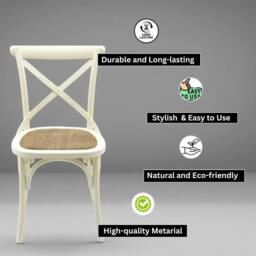 EONLION Cream Cross Back Dining Chair Comfortable - Size: 100 cm - thumbnail 4