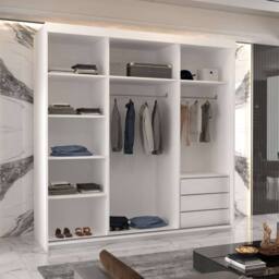MN Furniture Merida Sliding Wardrobe with Mirror & LED Light W200cm x H217cm in White - thumbnail 2